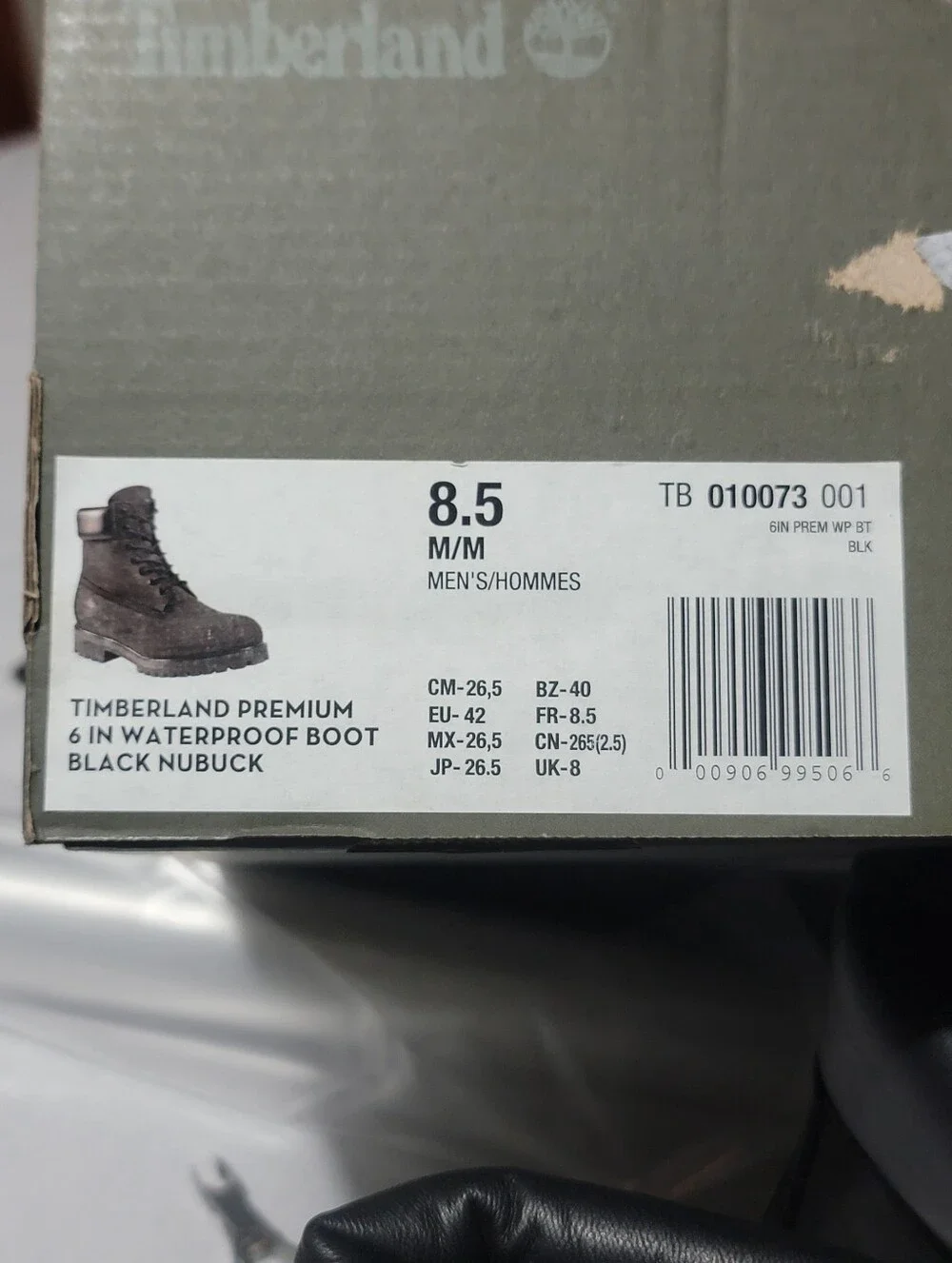 SIZE 8.5-Timberland Premium 6 IN IN WATERPROOF BOOT BLACK NUBUCK MEN'S BOOTS